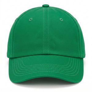Green Baseball Cap - Plain Cotton Twill Blank Hat with Curved Brim, Unisex Classic 6-Panel Kelly Green Cap for Everyday Wear, Sports or Customization