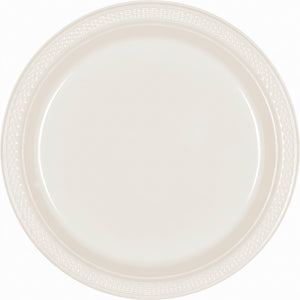 White 7" Round Plastic Dessert Plates - 20 Pack
