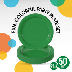7 In. Emerald Green Paper Plates - 50 Ct.
