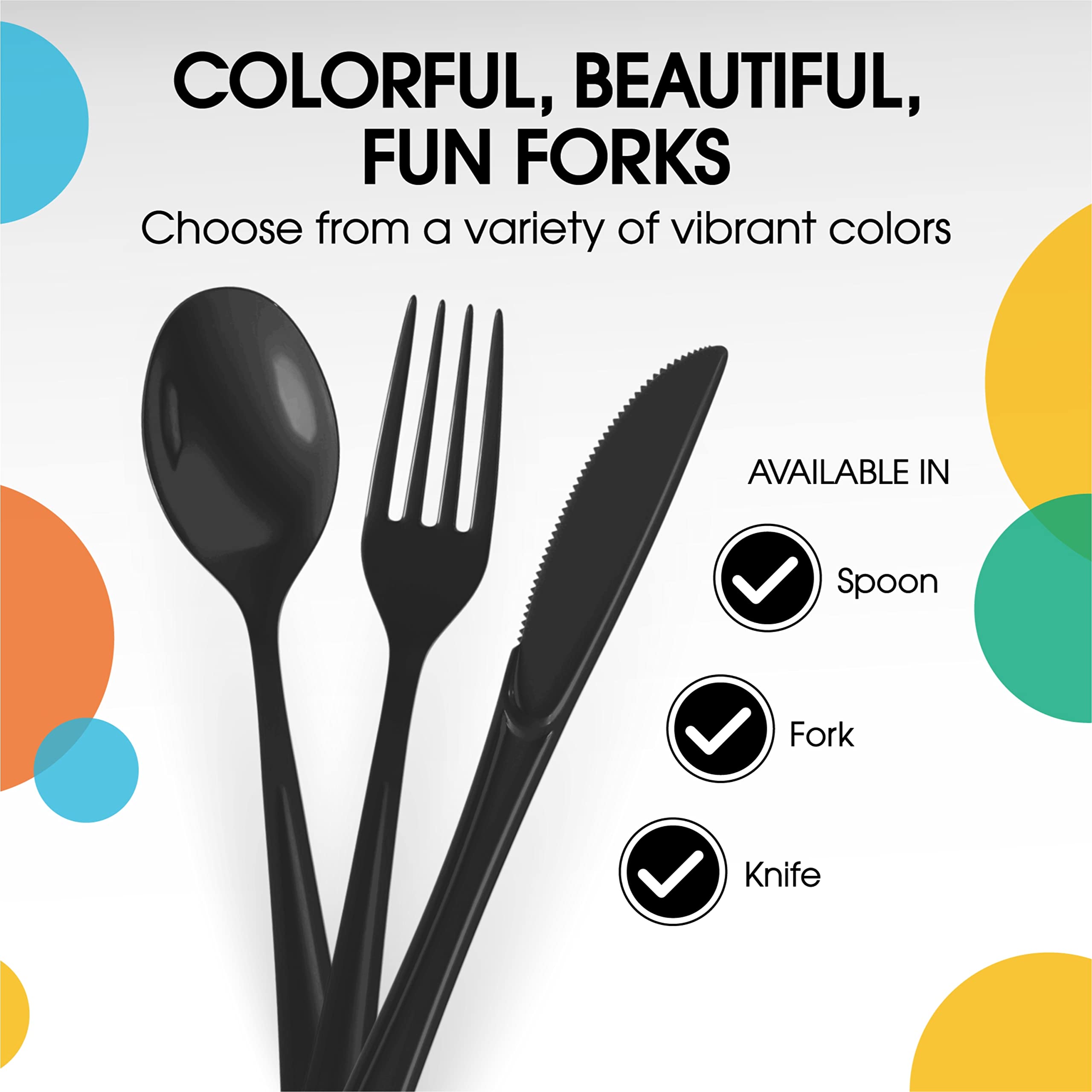 Heavy Duty Black Plastic Forks | 50 Count