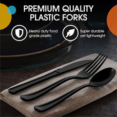 Heavy Duty Black Plastic Forks | Case of 1200