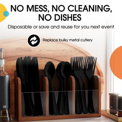 Heavy Duty Black Plastic Spoons - 7 in. | Case of 1200