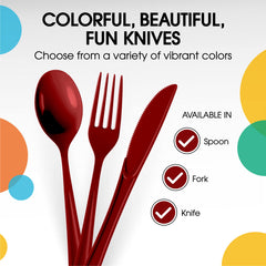Heavy Duty Burgundy Plastic Knives | Case of 1200