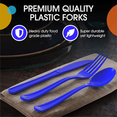 Little Gym - Heavy Duty Dark Blue Plastic Forks | 50 Count