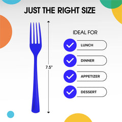 Unleashed - Heavy Duty Dark Blue Plastic Forks | 50 Count