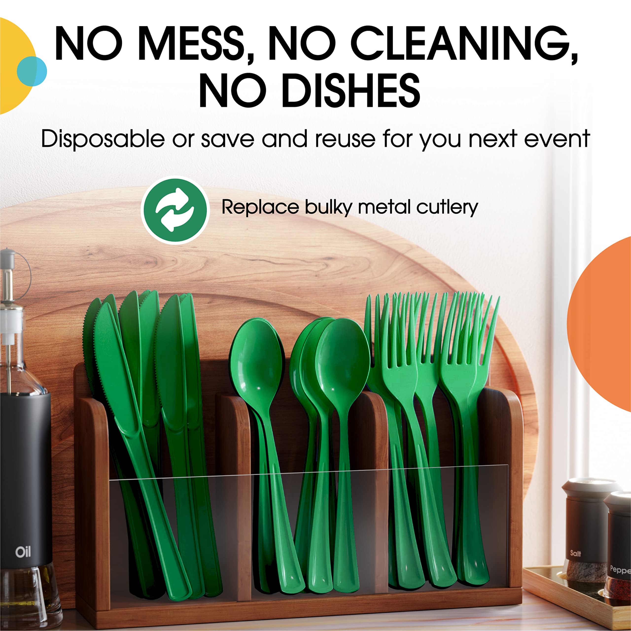 Heavy Duty Emerald Green Plastic Forks | 50 Count