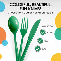 Heavy Duty Emerald Green Plastic Knives | 50 Count