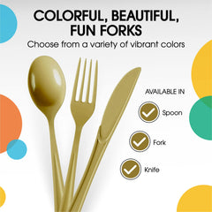 Heavy Duty Gold Plastic Forks | Case of 1200