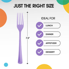 Heavy Duty Lavender Plastic Forks - 7.5 in. | Case of 1200