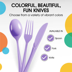 Heavy Duty Lavender Plastic Knives | 50 Count