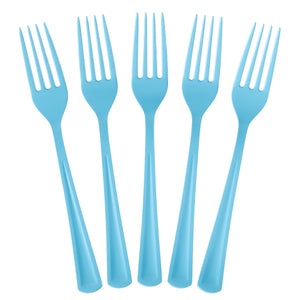Unleashed | Heavy Duty Light Blue Plastic Forks | 50 Count