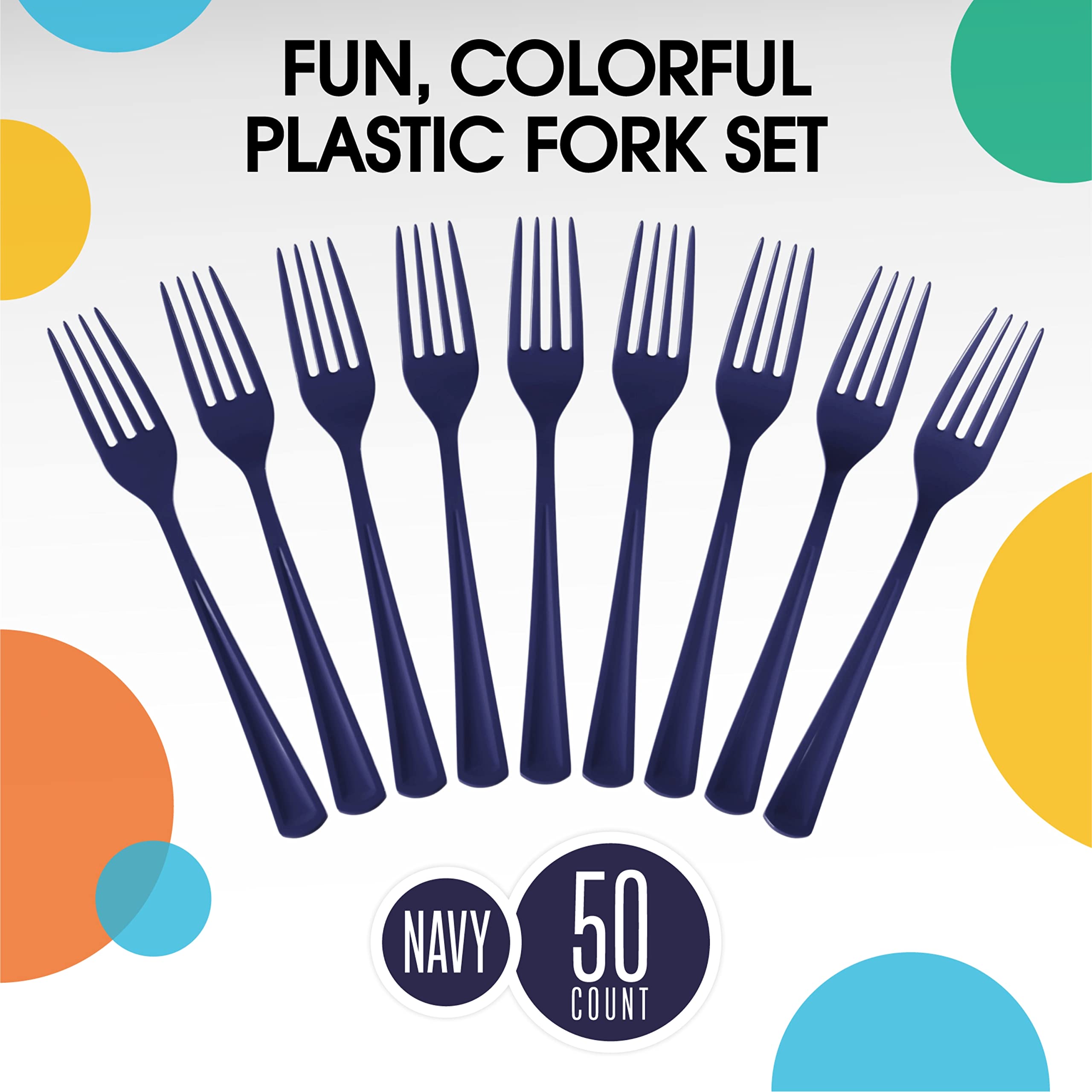 Heavy Duty Navy Plastic Forks | 50 Count