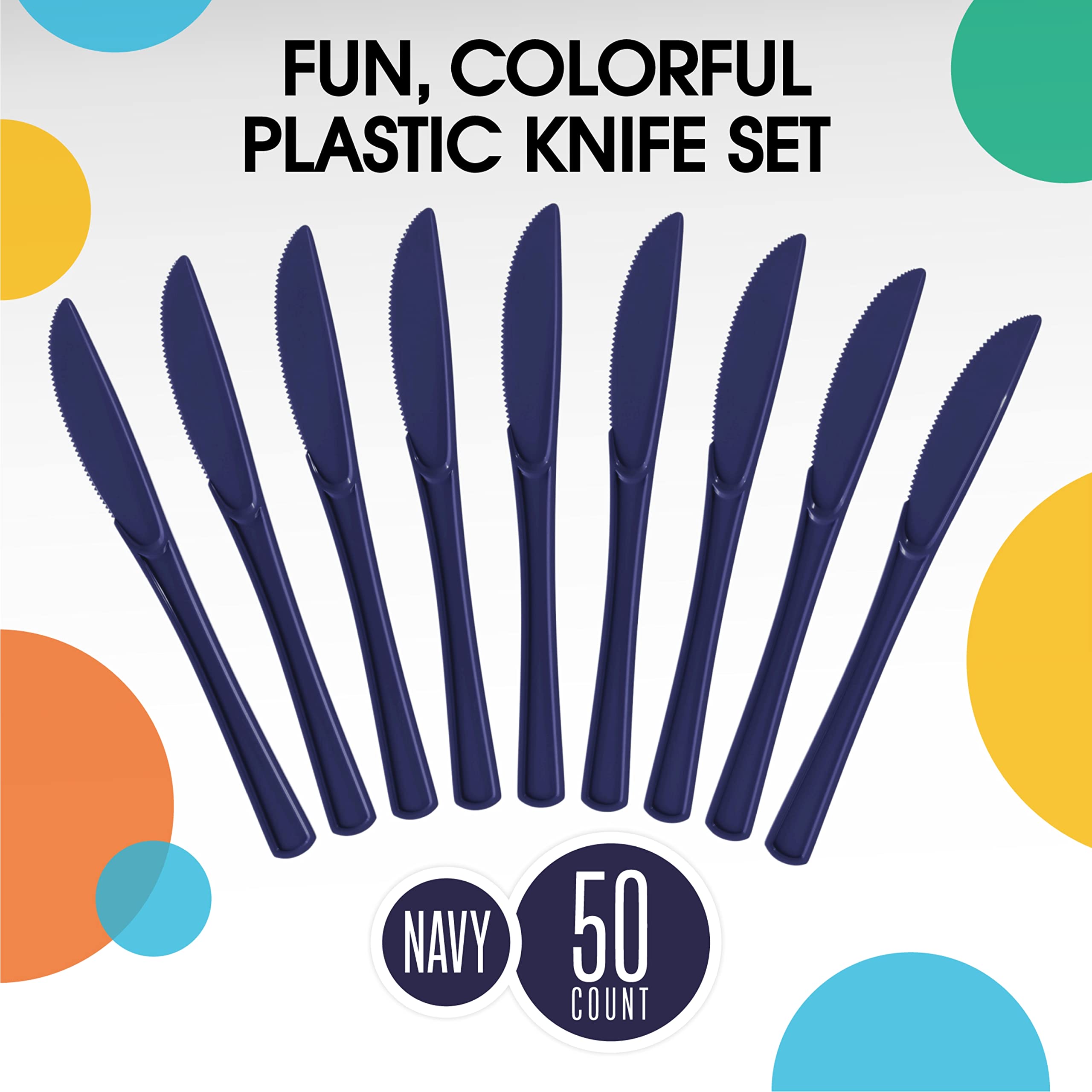 Heavy Duty Navy Plastic Knives | 50 Count