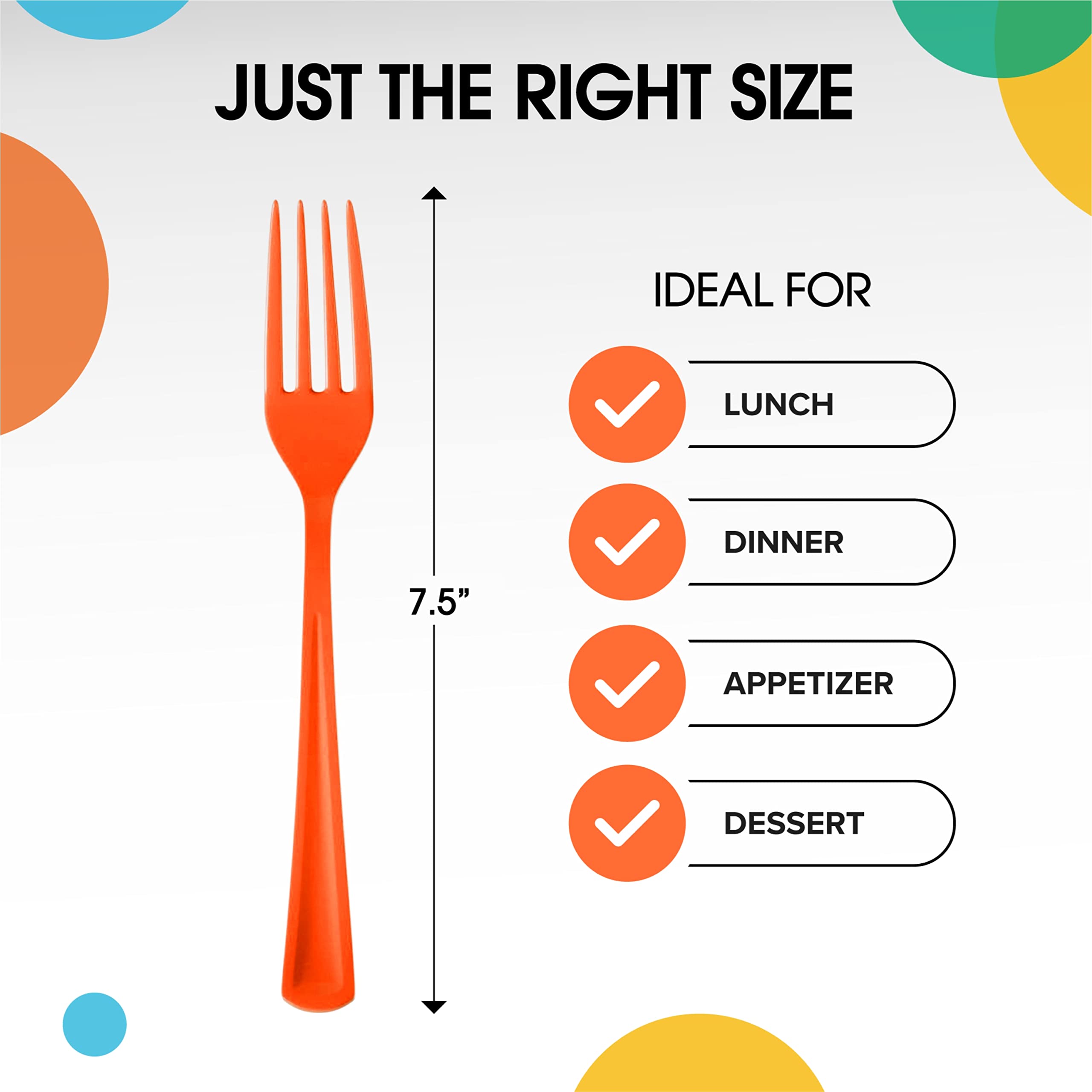 Heavy Duty Orange Plastic Forks | 50 Count