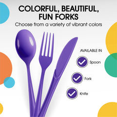 Heavy Duty Purple Plastic Forks | 100 Count
