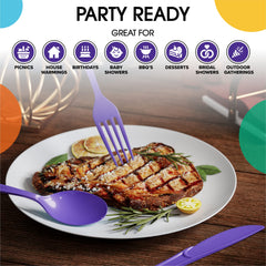 Purple Cutlery Combo Set | 600 Forks 600 Spoons And 600 Knives - 7.5 in.
