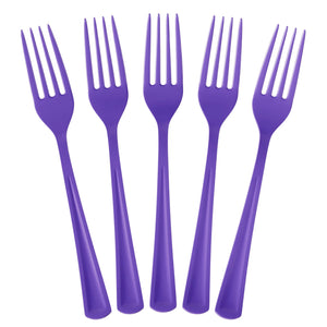 Heavy Duty Purple Plastic Forks - 7.5 in. | 100 Count