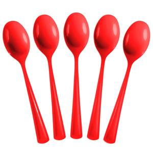 Heavy Duty Red Plastic Spoons - 7 in. | 100 Count