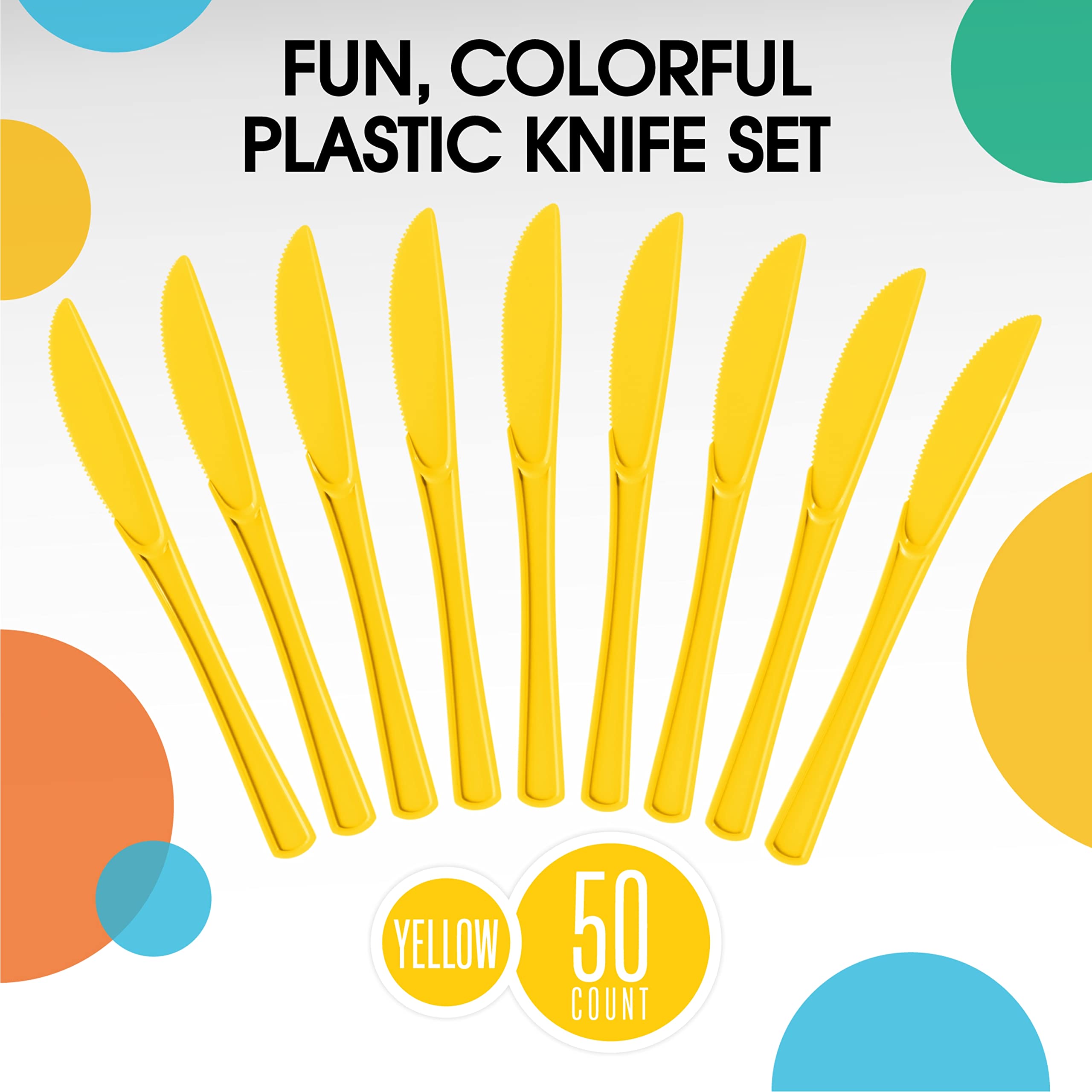 Heavy Duty Yellow Plastic Knives | 50 Count