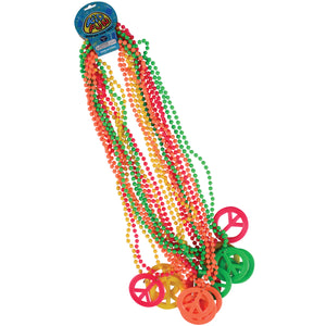 Peace Sign Necklaces - 12 Count