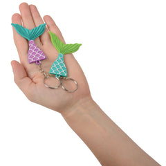Mermaid Tail Rubber Keychains - 12 Count