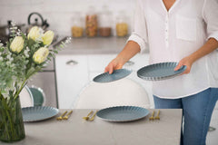 Scalloped Paper Plate Combo 20/20 - Slate Blue