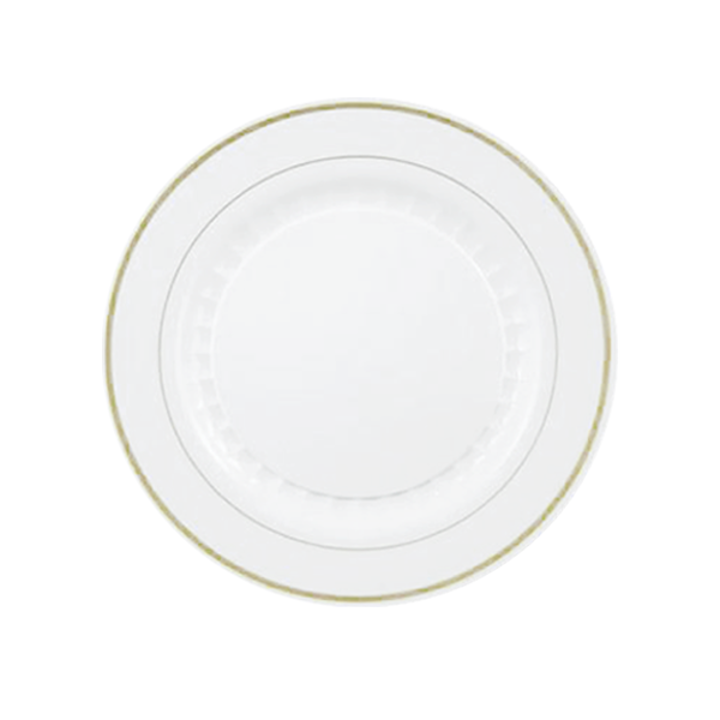 10 In. White/Gold Elegance Plates | 10 Count