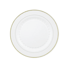7 In. White/Gold Elegance Plates | 10 Count