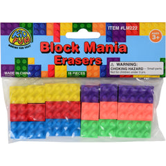 Block Mania Erasers/18 Per Pkg - 18 Count