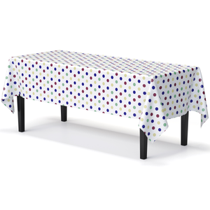 Multi Colored Polka Dot Plastic Table Covers | 12 Pack - 54 In. x 108 In.