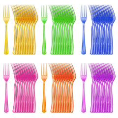 Heavy Duty Neon Plastic Forks | 60 Count