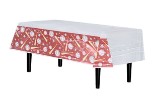 Baseball Print Plastic Table Covers | 12 Pack - 54 in. x 90 in.