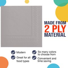 Silver Beverage Napkins - 4.75 In. X 4.75 In. | 1800 Count