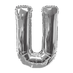 34" Letter U Silver Mylar Balloon