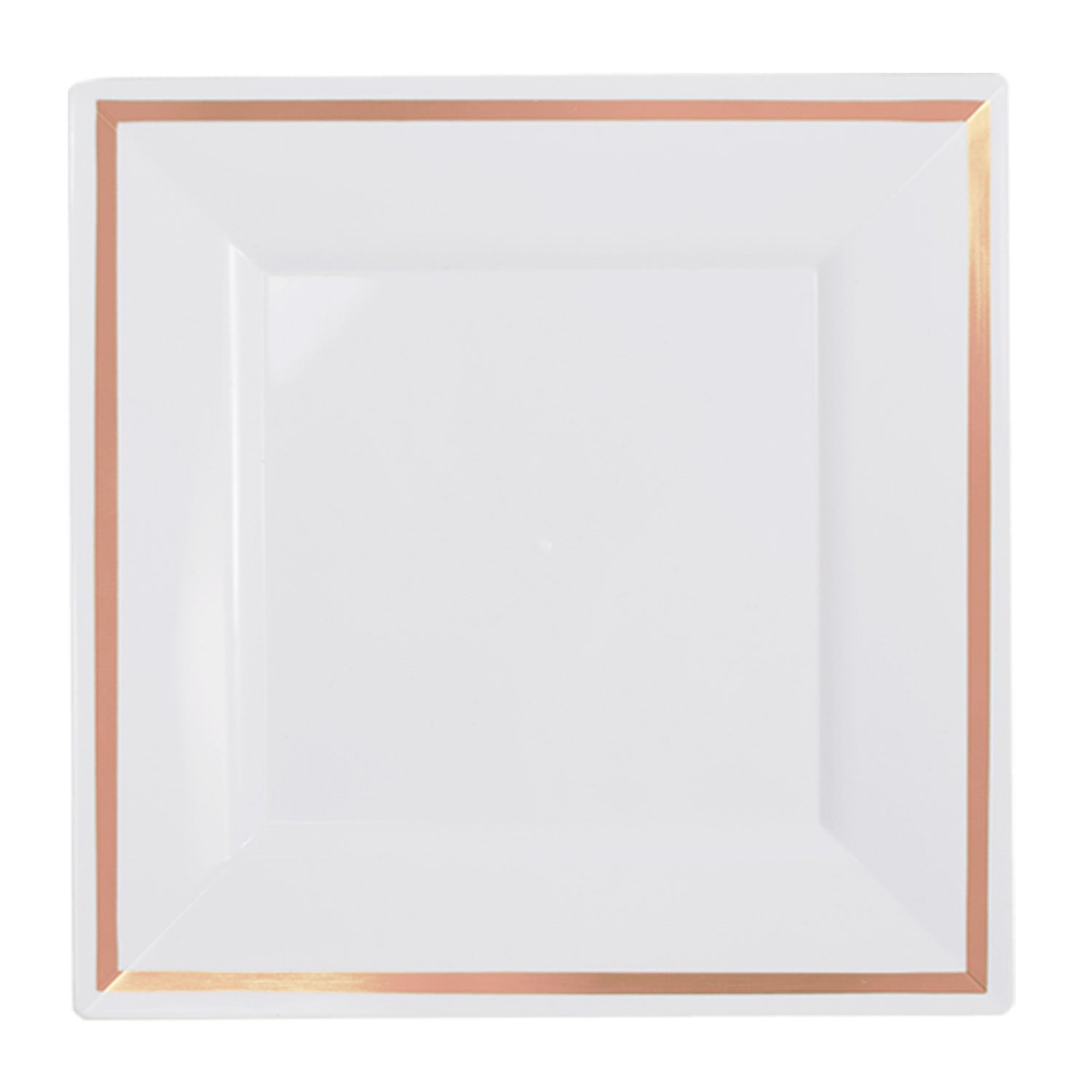 9.5 In. White/Rose Gold Line Square Plates | 10 Count
