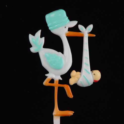 Baby Boy Stork Cupcake Pick