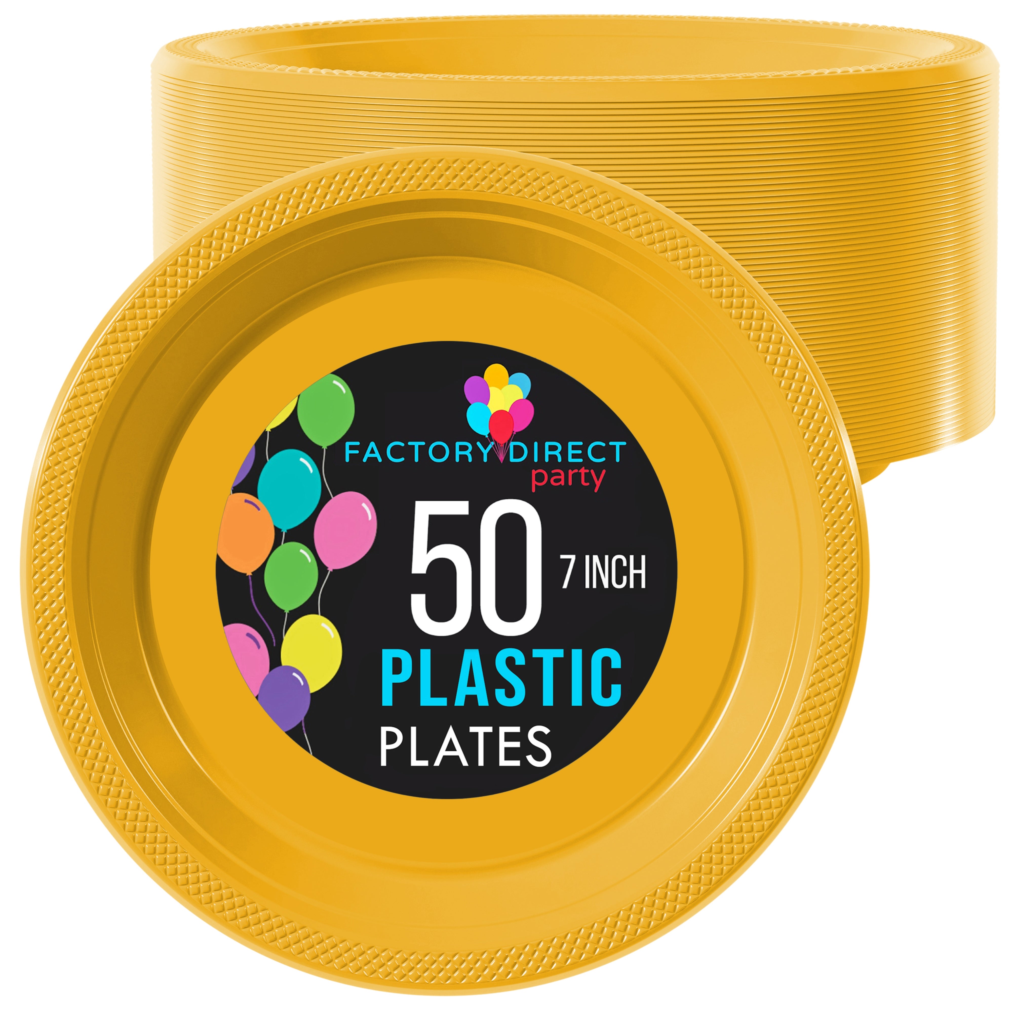7 In. Yellow Plastic Plates | 50 Count