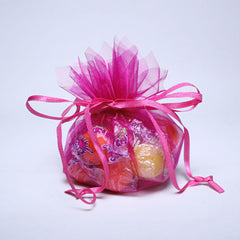 Cerise Small Flower Edge Organza Pouch (12)