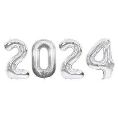 Silver 2024 New Year's Eve Number Balloons - 34 In.