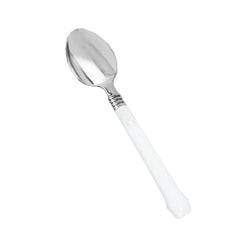 Reflections Silver & White Plastic Spoons | 20 Count