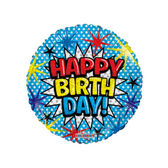 Pop Art Happy Birthday Mylar Balloon - 1 Ct.
