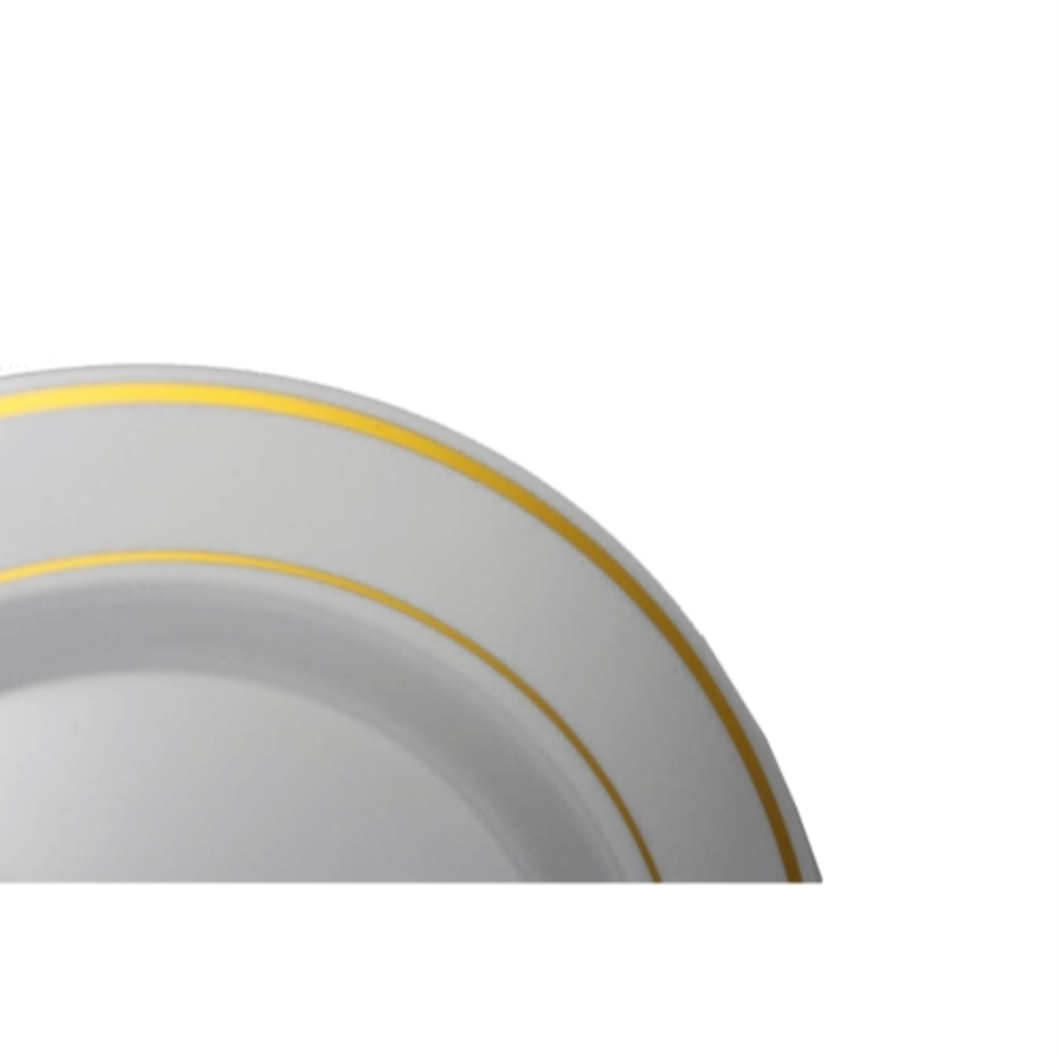 9 In. White/Gold Line Design Plates | 10 Count