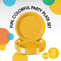 7 In. Yellow Plastic Plates | 50 Count