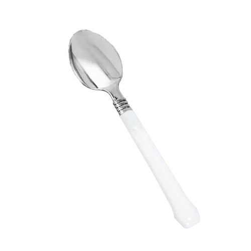 Reflections Silver & White Plastic Spoons | 20 Count