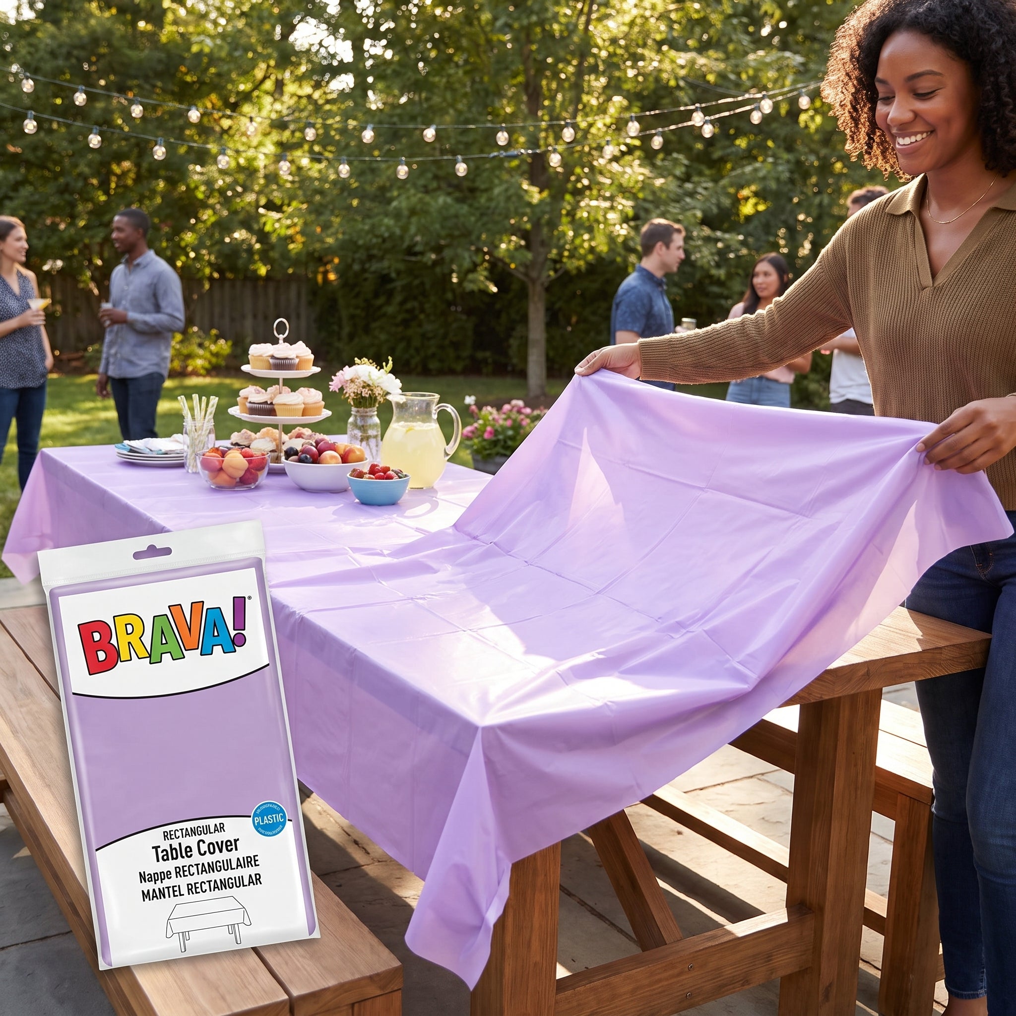 Lavender Plastic Table Cover, 54x108-Inch