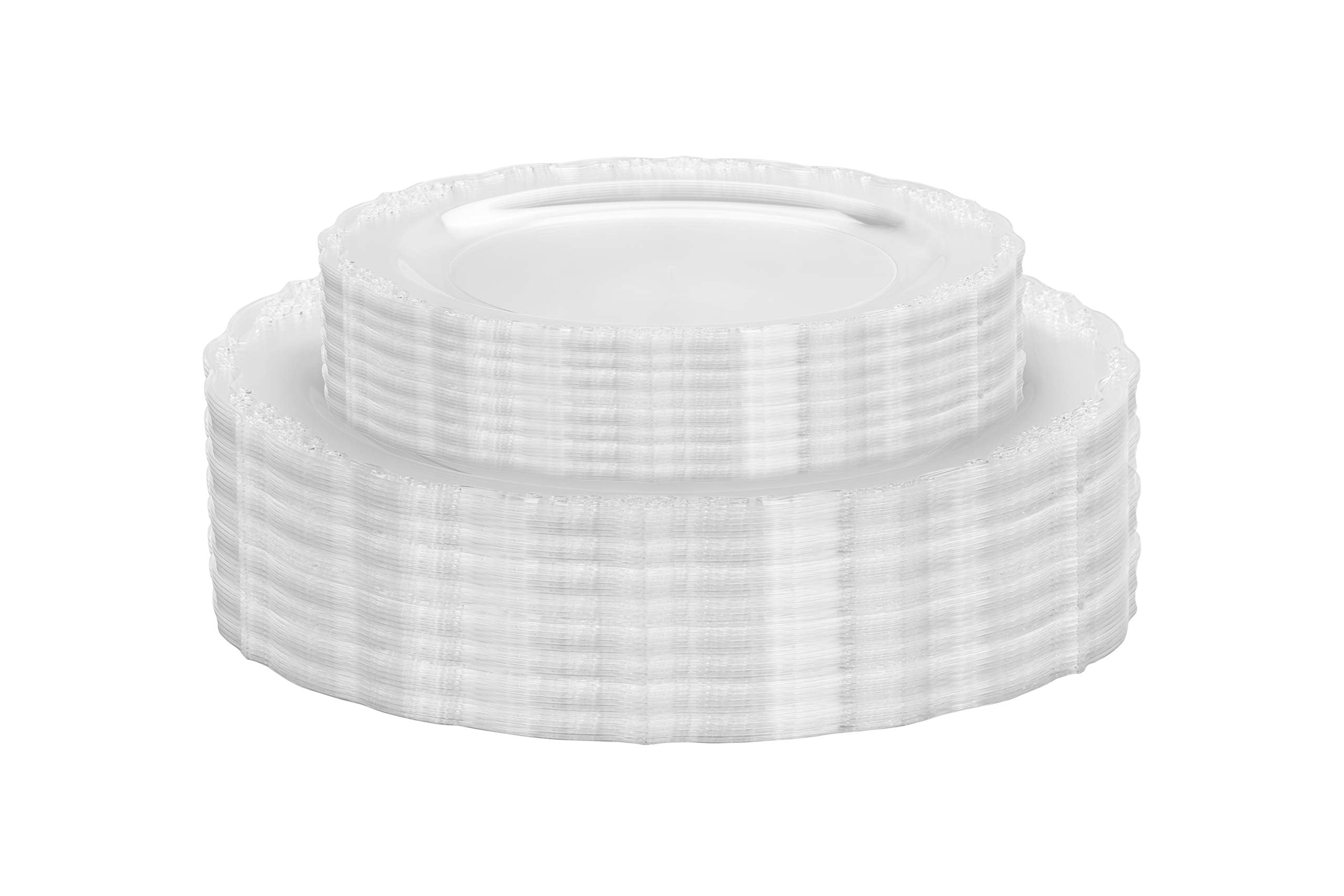 10.25 In. Clear Victorian Design Plates | 20 Count