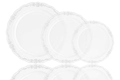 10.25 In. Clear Victorian Design Plates | 20 Count