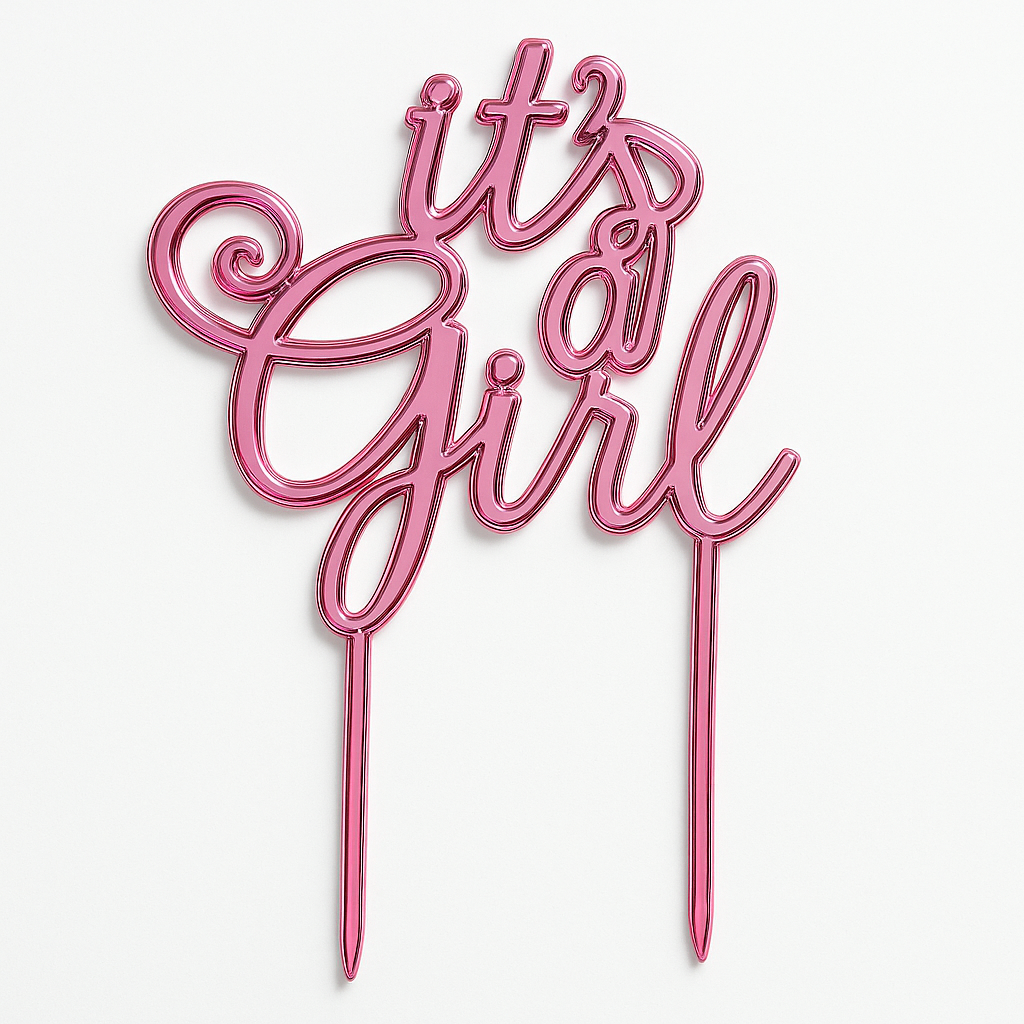 "It's a Girl" Pink Cake Topper for Baby Shower