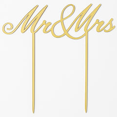 Elegant Gold Mirror "Mr & Mrs" Wedding Cake Topper