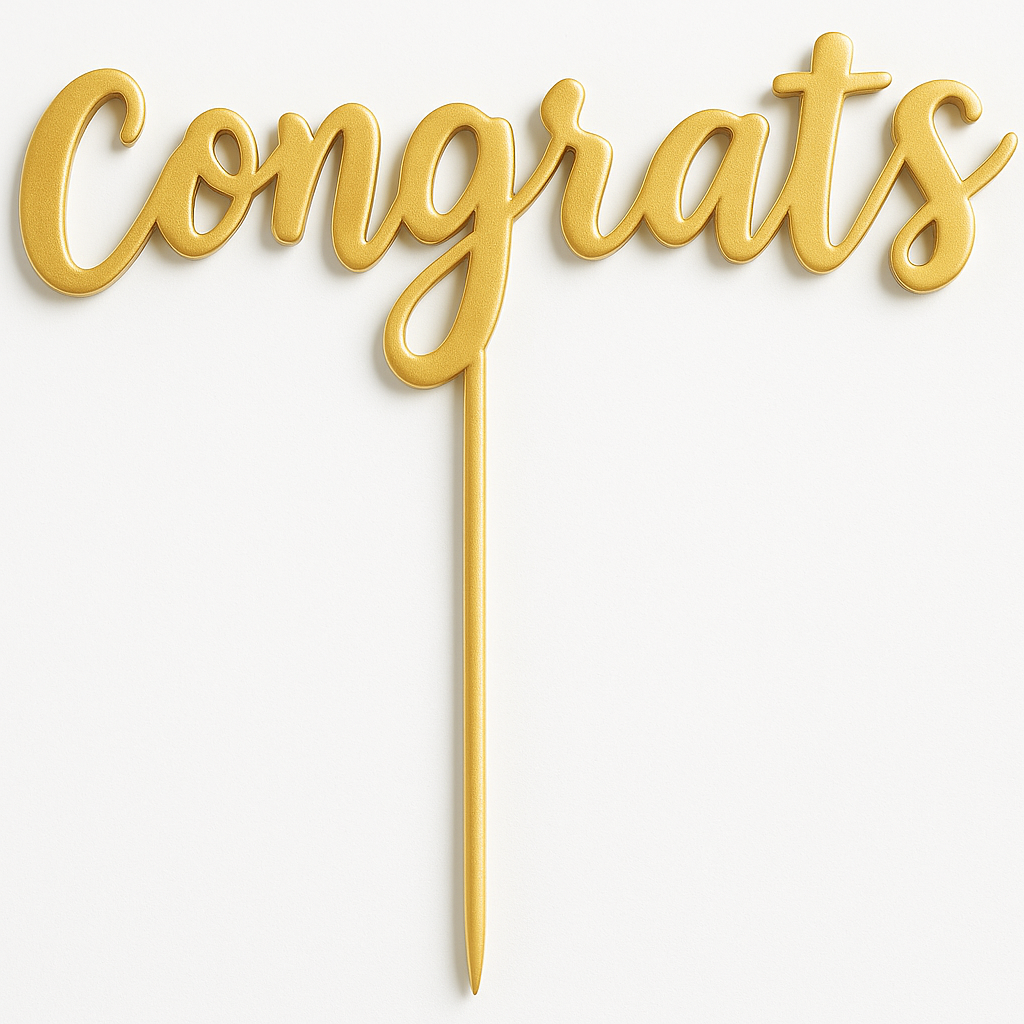 Metallic Gold Congrats Cake Topper
